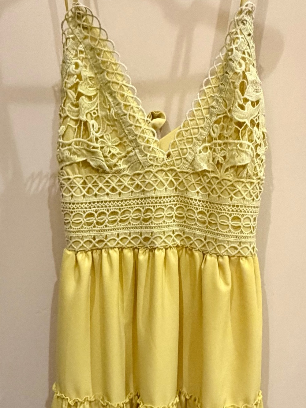 Source Unknown Yellow Lace V-Neck Sundress
